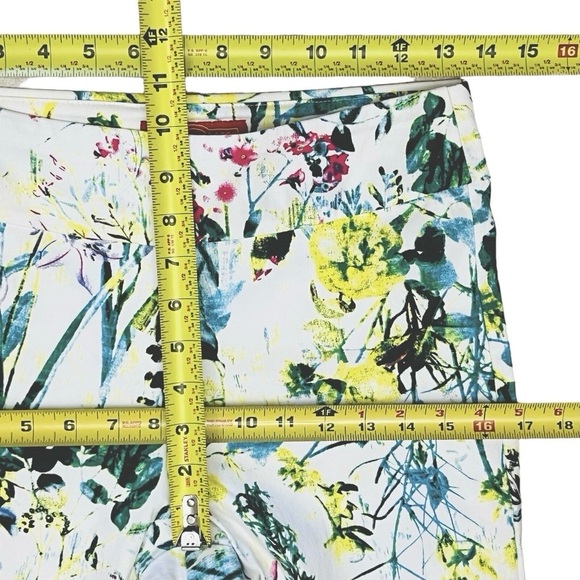 Krazy Larry Made/USA Pants white/Multicolor Leaves Print Stretch Pull On 2 NWOT - Picture 7 of 11
